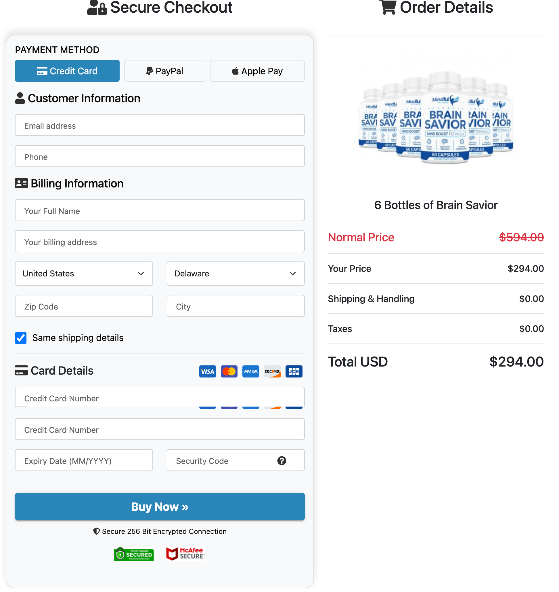 Brain Savior Order Page
